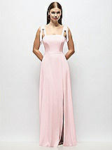 Alt View 1 Thumbnail - Ballet Pink Tie-Shoulder Chiffon Maxi Dress with Front Slit