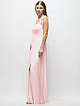 Alt View 2 Thumbnail - Ballet Pink Tie-Shoulder Chiffon Maxi Dress with Front Slit