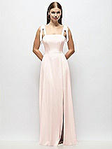 Alt View 1 Thumbnail - Blush Tie-Shoulder Chiffon Maxi Dress with Front Slit