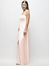 Alt View 2 Thumbnail - Blush Tie-Shoulder Chiffon Maxi Dress with Front Slit