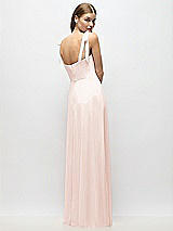 Alt View 3 Thumbnail - Blush Tie-Shoulder Chiffon Maxi Dress with Front Slit