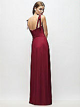 Alt View 3 Thumbnail - Burgundy Tie-Shoulder Chiffon Maxi Dress with Front Slit