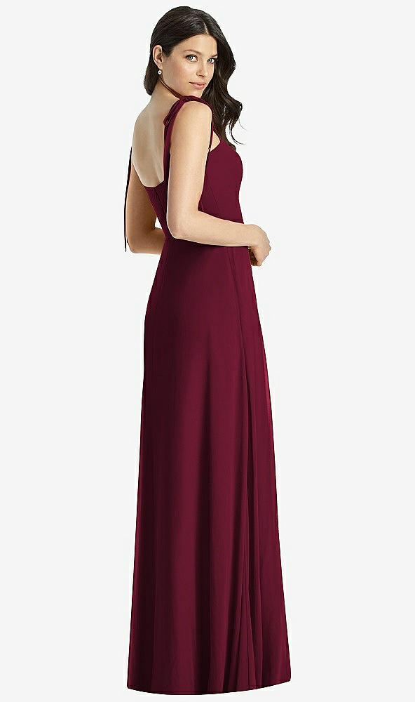 Back View - Cabernet Tie-Shoulder Chiffon Maxi Dress with Front Slit