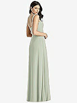 Rear View Thumbnail - Celadon Tie-Shoulder Chiffon Maxi Dress with Front Slit