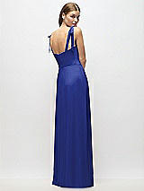 Alt View 3 Thumbnail - Cobalt Blue Tie-Shoulder Chiffon Maxi Dress with Front Slit