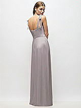 Alt View 3 Thumbnail - Cashmere Gray Tie-Shoulder Chiffon Maxi Dress with Front Slit