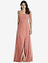 Front View Thumbnail - Desert Rose Tie-Shoulder Chiffon Maxi Dress with Front Slit