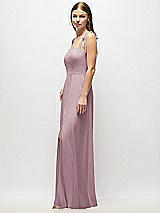 Alt View 2 Thumbnail - Dusty Rose Tie-Shoulder Chiffon Maxi Dress with Front Slit
