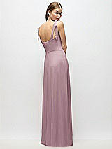 Alt View 3 Thumbnail - Dusty Rose Tie-Shoulder Chiffon Maxi Dress with Front Slit