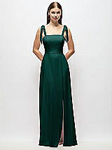 Alt View 1 Thumbnail - Evergreen Tie-Shoulder Chiffon Maxi Dress with Front Slit