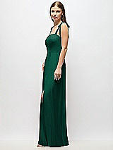 Alt View 2 Thumbnail - Hunter Green Tie-Shoulder Chiffon Maxi Dress with Front Slit