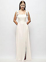 Alt View 1 Thumbnail - Ivory Tie-Shoulder Chiffon Maxi Dress with Front Slit
