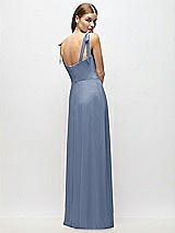 Alt View 3 Thumbnail - Larkspur Blue Tie-Shoulder Chiffon Maxi Dress with Front Slit