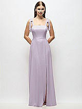 Alt View 1 Thumbnail - Lilac Haze Tie-Shoulder Chiffon Maxi Dress with Front Slit