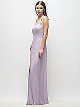 Alt View 2 Thumbnail - Lilac Haze Tie-Shoulder Chiffon Maxi Dress with Front Slit