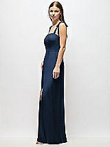 Alt View 2 Thumbnail - Midnight Navy Tie-Shoulder Chiffon Maxi Dress with Front Slit