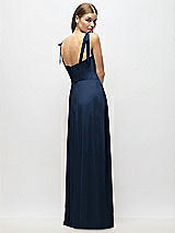 Alt View 3 Thumbnail - Midnight Navy Tie-Shoulder Chiffon Maxi Dress with Front Slit
