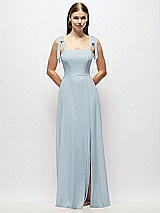 Alt View 1 Thumbnail - Mist Tie-Shoulder Chiffon Maxi Dress with Front Slit