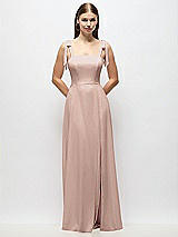 Alt View 1 Thumbnail - Neu Nude Tie-Shoulder Chiffon Maxi Dress with Front Slit