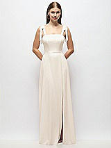 Alt View 1 Thumbnail - Oat Tie-Shoulder Chiffon Maxi Dress with Front Slit