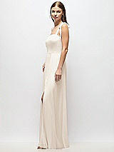 Alt View 2 Thumbnail - Oat Tie-Shoulder Chiffon Maxi Dress with Front Slit
