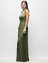 Alt View 2 Thumbnail - Olive Green Tie-Shoulder Chiffon Maxi Dress with Front Slit