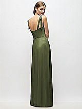 Alt View 3 Thumbnail - Olive Green Tie-Shoulder Chiffon Maxi Dress with Front Slit