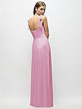 Alt View 3 Thumbnail - Powder Pink Tie-Shoulder Chiffon Maxi Dress with Front Slit