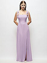 Alt View 1 Thumbnail - Pale Purple Tie-Shoulder Chiffon Maxi Dress with Front Slit