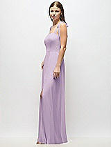 Alt View 2 Thumbnail - Pale Purple Tie-Shoulder Chiffon Maxi Dress with Front Slit
