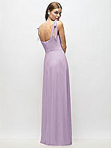 Alt View 3 Thumbnail - Pale Purple Tie-Shoulder Chiffon Maxi Dress with Front Slit