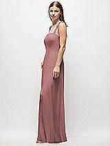 Alt View 2 Thumbnail - Rosewood Tie-Shoulder Chiffon Maxi Dress with Front Slit