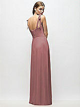 Alt View 3 Thumbnail - Rosewood Tie-Shoulder Chiffon Maxi Dress with Front Slit
