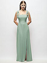 Alt View 1 Thumbnail - Seagrass Tie-Shoulder Chiffon Maxi Dress with Front Slit