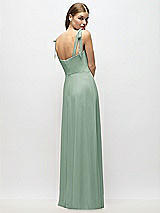 Alt View 3 Thumbnail - Seagrass Tie-Shoulder Chiffon Maxi Dress with Front Slit