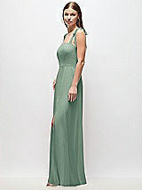 Side View Thumbnail - Seagrass Tie-Shoulder Chiffon Maxi Dress with Front Slit