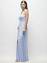 Alt View 2 Thumbnail - Sky Blue Tie-Shoulder Chiffon Maxi Dress with Front Slit