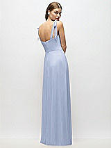 Alt View 3 Thumbnail - Sky Blue Tie-Shoulder Chiffon Maxi Dress with Front Slit