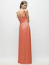 Alt View 3 Thumbnail - Terracotta Copper Tie-Shoulder Chiffon Maxi Dress with Front Slit