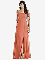 Front View Thumbnail - Terracotta Copper Tie-Shoulder Chiffon Maxi Dress with Front Slit