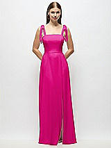 Alt View 1 Thumbnail - Think Pink Tie-Shoulder Chiffon Maxi Dress with Front Slit