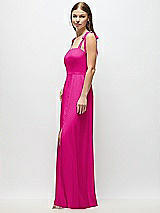 Alt View 2 Thumbnail - Think Pink Tie-Shoulder Chiffon Maxi Dress with Front Slit