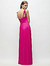 Alt View 3 Thumbnail - Think Pink Tie-Shoulder Chiffon Maxi Dress with Front Slit