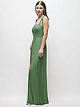 Alt View 2 Thumbnail - Vineyard Green Tie-Shoulder Chiffon Maxi Dress with Front Slit