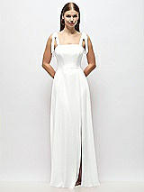 Alt View 1 Thumbnail - White Tie-Shoulder Chiffon Maxi Dress with Front Slit