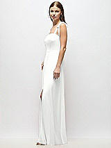 Alt View 2 Thumbnail - White Tie-Shoulder Chiffon Maxi Dress with Front Slit