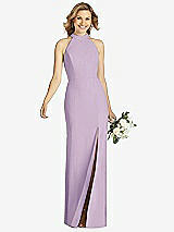 Front View Thumbnail - Pale Purple High-Neck Cutout Halter Trumpet Gown