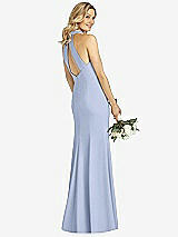 Rear View Thumbnail - Sky Blue High-Neck Cutout Halter Trumpet Gown