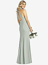 Rear View Thumbnail - Willow Green High-Neck Cutout Halter Trumpet Gown