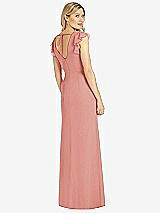 Rear View Thumbnail - Desert Rose Ruffled Sleeve Mermaid Dress with Front Slit